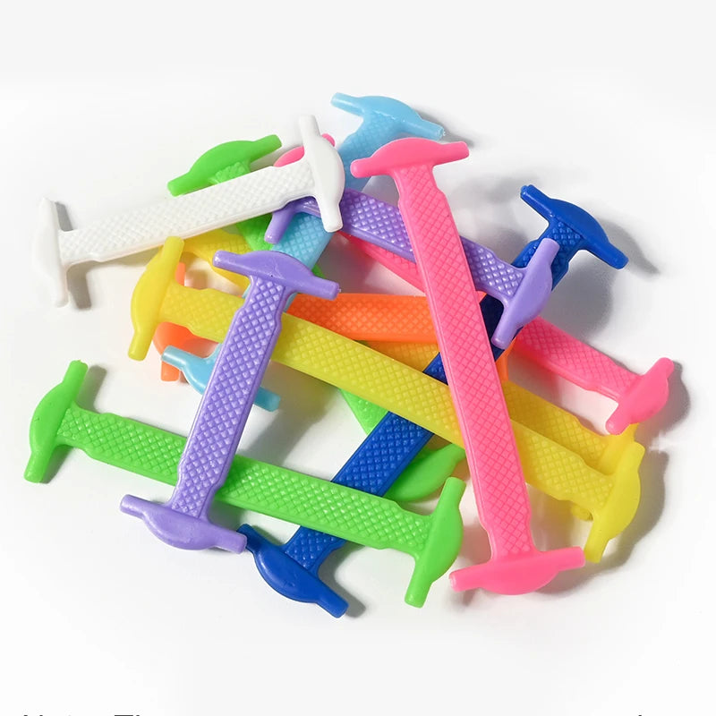 16pcs/lot Silicone Shoelaces No Tie Shoelaces 12 colors Elastic Lace Shoelace Creative Lazy Silicone Laces Rubber Lace - Smarsty