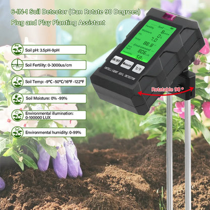 Digital 6 in 1 Soil PH Meter and Tester for Garden Health - Smarsty