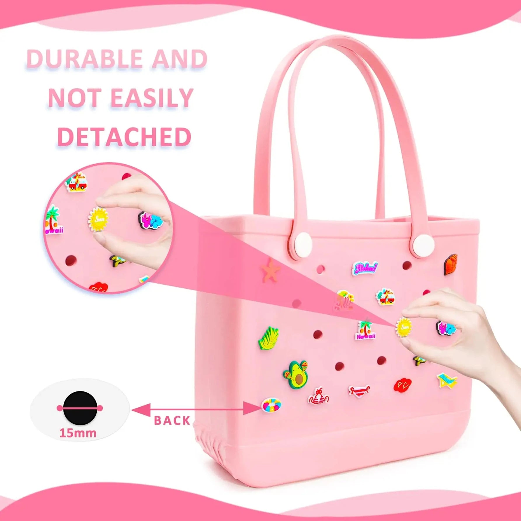 18pcs Lovely Bogg Bags Accessories Rubber Summer Decoration Women Beach Bag Tote Handbag Random Pairing Decorative Buckles Inser