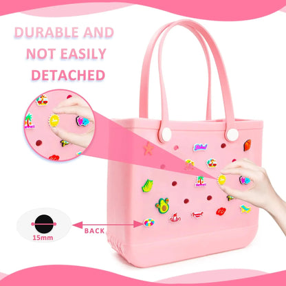 18pcs Lovely Bogg Bags Accessories Rubber Summer Decoration Women Beach Bag Tote Handbag Random Pairing Decorative Buckles Inser