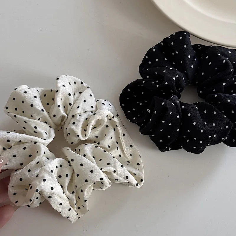 Elegant French Dot Scrunchies Soft Elastic Hair Ties - Smarsty