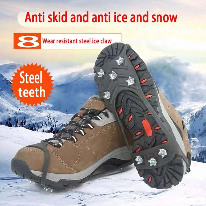 8 Teeth Ice Gripper Spike for Shoes Winter Outdoor Anti-Slip Hiking Mountain Climbing Ice Snow Crampons Anti-slip Shoe Covers - Smarsty