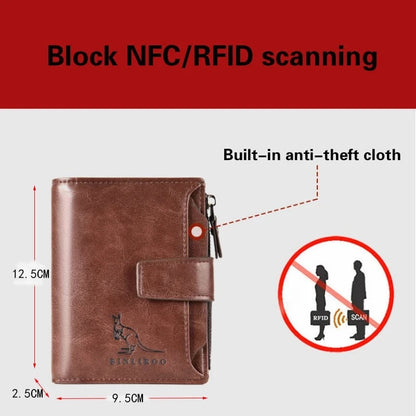 Leather Men's Wallet Luxury Short RFID Card Holder for Men Zipper Coin Purse Portable Male Wallets Billfold - Smarsty