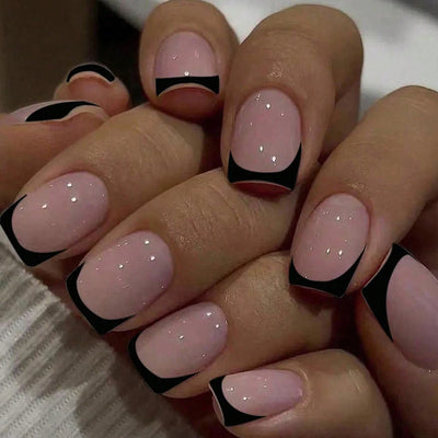 24 Piece Short Square Fake Nails with French Tips - Smarsty