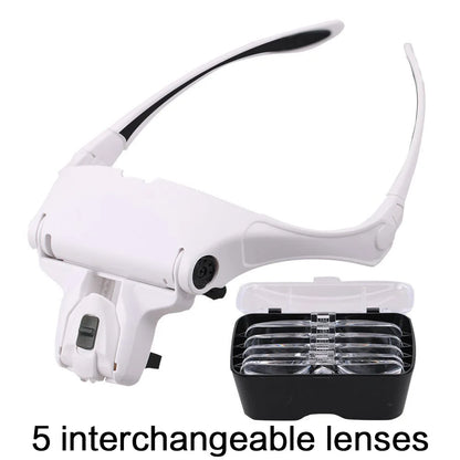 LED Light Head Magnifier with Adjustable 5 Lenses - Smarsty