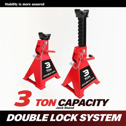 2 Pack Jack Stands Double Locking 3 Ton(6000 LBs) Lifting Car Stand, Fit Use for Cars Automotive Small Vehicles, Red