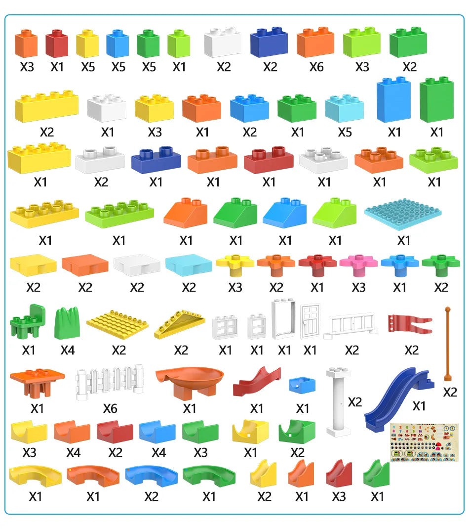153PCS Big Particle Roof Blocks Compatible City House Big Size Slide Building Blocks Castle Brick Toys For Children - Smarsty