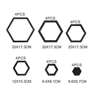 24pcs 3D Hexagonal Mirror Wall Stickers for Home Decor - Smarsty