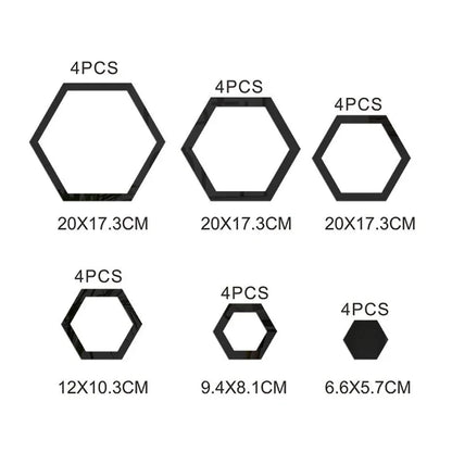 24pcs 3D Hexagonal Mirror Wall Stickers for Home Decor - Smarsty
