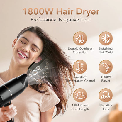 Sejoy 1800W Negative Ion Hair Dryer with Temperature Control - Smarsty
