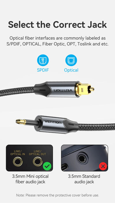 Vention Toslink SPDIF Optical Audio Cable for Amplifiers - Smarsty