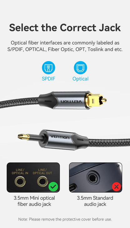 Vention Toslink SPDIF Optical Audio Cable for Amplifiers - Smarsty