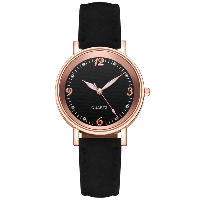 Fashion Arabic Dial Women's Quartz Watch with Leather Band - Smarsty