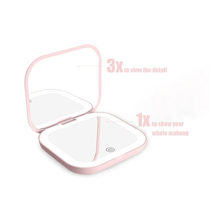 Compact Mini Makeup Mirror with Lights and Magnification - Smarsty
