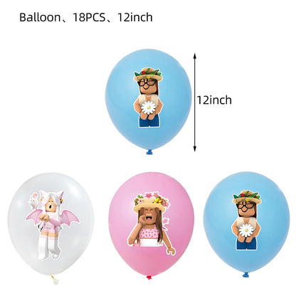 Pink Roblox Birthday Party Decorations Tableware Set - Smarsty