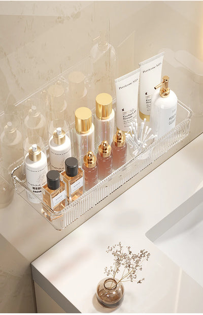 Wall mounted cosmetic and skincare storage rack for bathroom no need for drilling Multi functional kitchebathroom storage rackra by Smarsty