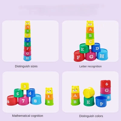 Kid Brain Response Battle Fold Cup Hand Speed Competition Fold Cup Baby Stack Game Early Education Puzzle Train Board Games Toy - Smarsty