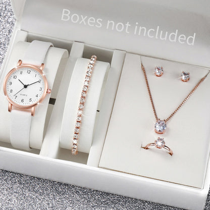 Fashion Women's Quartz Watch with Leather Band and Diamonds - Smarsty