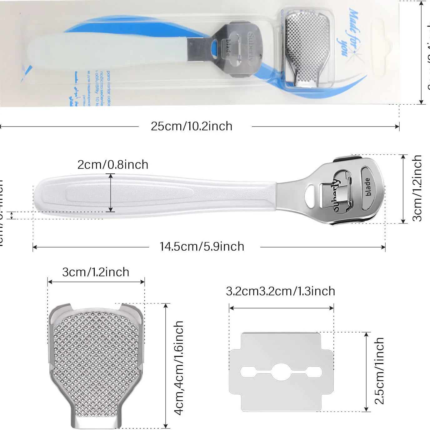 Stainless Steel Foot Callus Shaver With 10 Blades - Smarsty