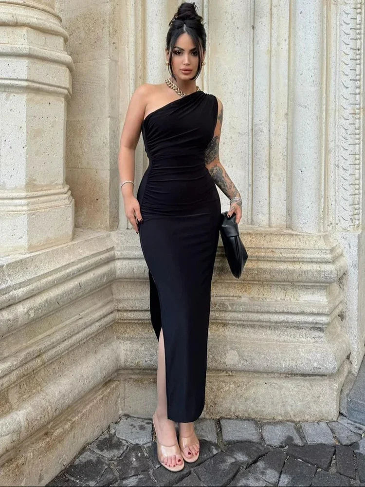 Summer Black New Dress Women Fashion Sexy Split Sleeveless Backless Slim Maxi Dress Female Casual Club Elegant Lady Party Dress - Smarsty