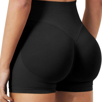 4.5''Shorts Seamless Low Ribbed Waistband Gym Shorts Scrunch Bum Yoga Shorts Booty High Stretch Running Bike Shorts - Smarsty