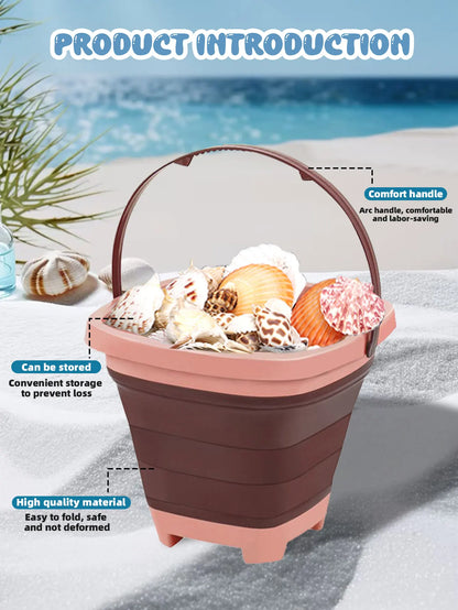 Children's collapsible bucket multi-functional small bucket seaside toys play sand portable play water catch the sea