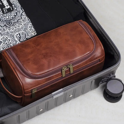 Leather Toiletry Bag for Men Women Dopp Kit Mens Hanging Toiletry Bag Travel Toiletry Bag for Traveling Large Cosmetic Bag for T - Smarsty