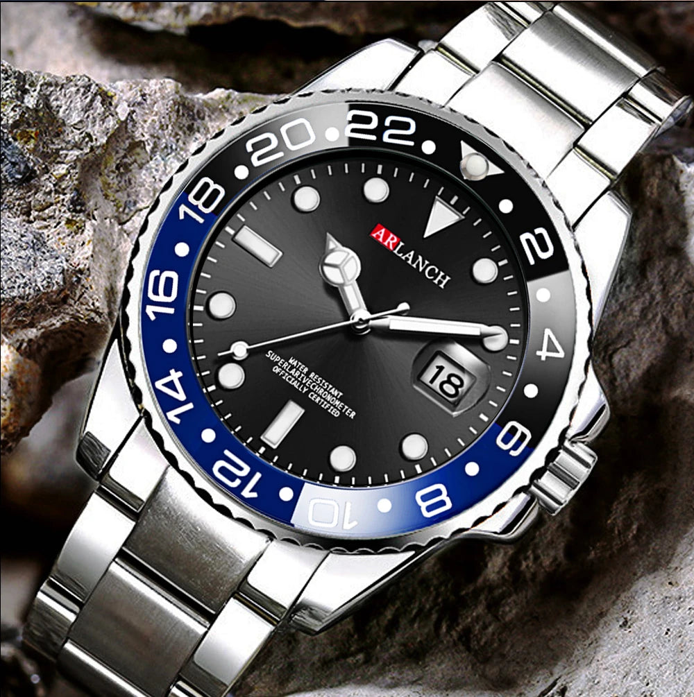 Classic Stainless Steel Quartz Watch with Magnifying Glass - Smarsty