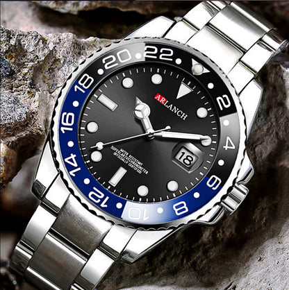 Classic Stainless Steel Quartz Watch with Magnifying Glass - Smarsty