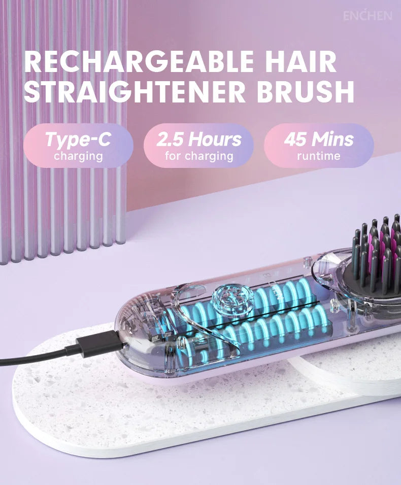 Professional Mini Straightener Brush with Negative Ions - Smarsty