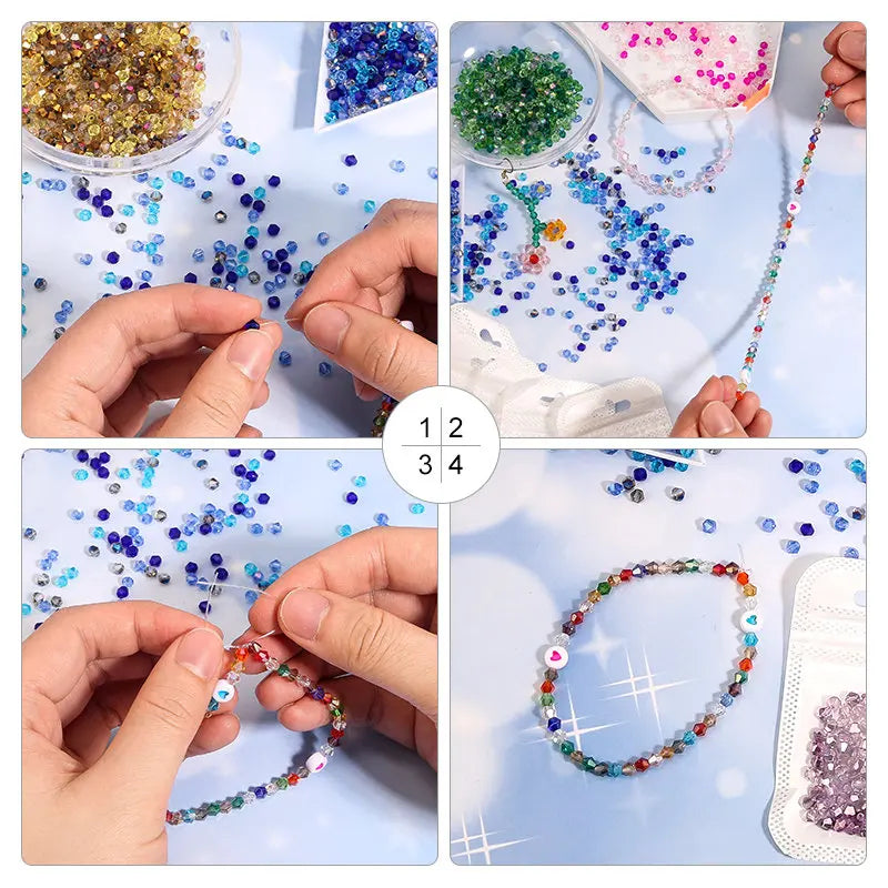 100Pcs 4MM Glass Bicone Beads for Jewelry Making - Smarsty