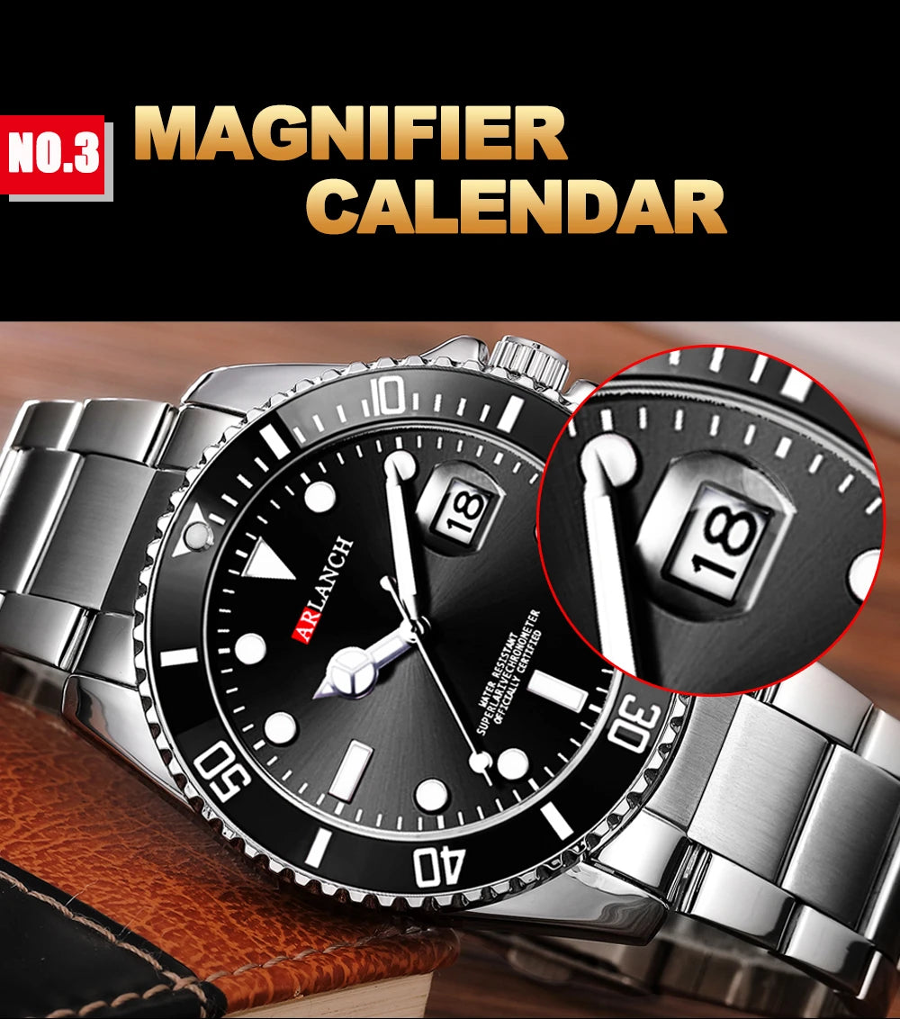 Classic Stainless Steel Quartz Watch with Magnifying Glass - Smarsty