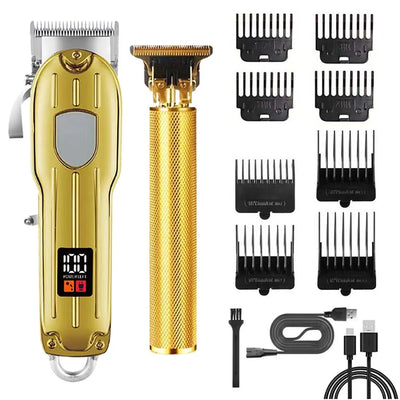 Professional Hair Clipper and Trimmer Set Men Electric Razor Shavers Beard Trimmer Rechargeable Barber Clippers Haircut Kit - Smarsty