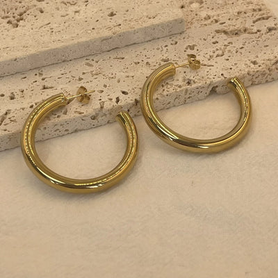 Trendy Gold Hoop Earrings for Women Classic Stainless Steel Design - Smarsty
