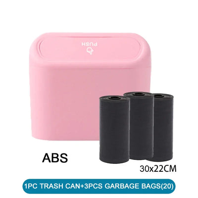 Car Trash Can (with Lid) Contains 60 (300) Garbage Bags, Small Car Trash Can, Leak-proof Mini Car Accessories - Smarsty