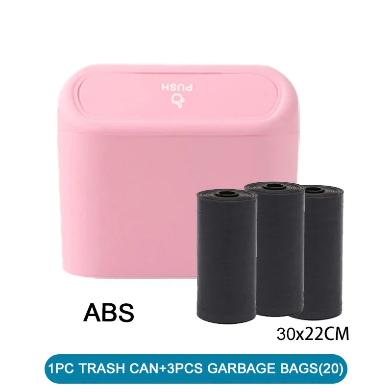 Car Trash Can (with Lid) Contains 60 (300) Garbage Bags, Small Car Trash Can, Leak-proof Mini Car Accessories - Smarsty