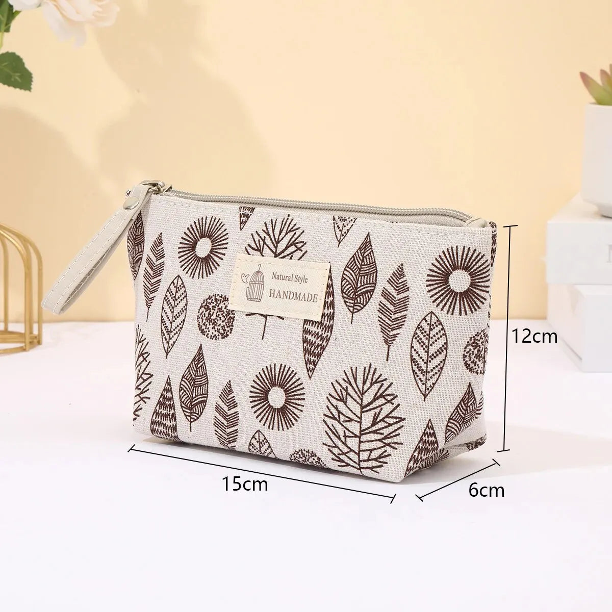 Canvas Cosmetic Bag Zipper Case With Card Holder For Travel - Smarsty