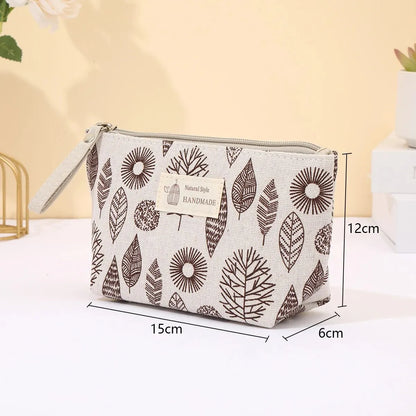 Canvas Cosmetic Bag Zipper Case With Card Holder For Travel - Smarsty