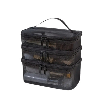 Transparent Mesh Travel Cosmetic Bag With Large Capacity - Smarsty