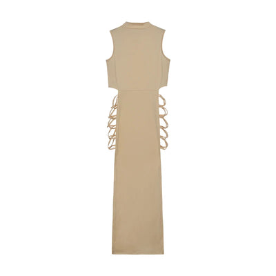 Criss Cross Cut Out Dress, Sexy Bodycon Mock Neck Sleeveless Dress, Women's Clothing - Smarsty