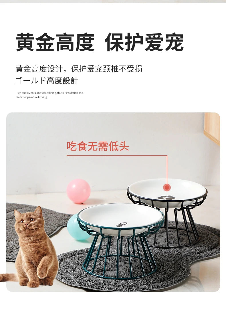 Ceramic Raised Pet Bowl for Cats and Dogs - Smarsty