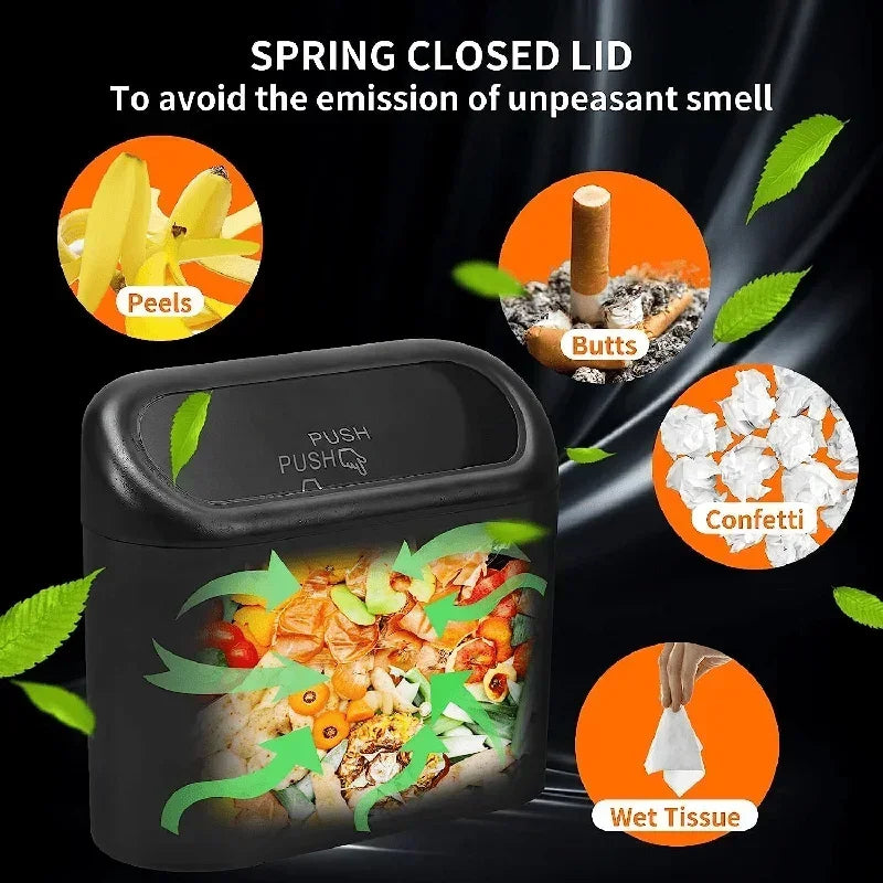 Car Trash Can (with Lid) Contains 60 (300) Garbage Bags, Small Car Trash Can, Leak-proof Mini Car Accessories - Smarsty