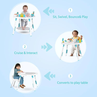 Baby activity center, 3-in-1 with detachable toys and 360 degree rotating seat, ideal for toddler development and entertainment