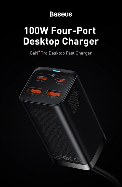 GaN3 Desktop Charger 100W 65W USB C PD Multiport Charger - Smarsty