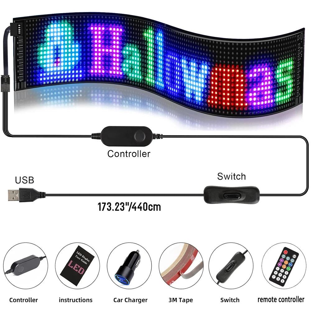 GOTUS LED Matrix Panel,Scrolling Bright Advertising LED Sign,LED Car Sign With Remote Control and Bluetooth Application Control