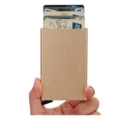 Rfid Credit Card Holder Metal Thin Slim Smart Wallet Men Women Wallets Pop Up Minimalist Small Black Purse Mini Walets for Men - Smarsty
