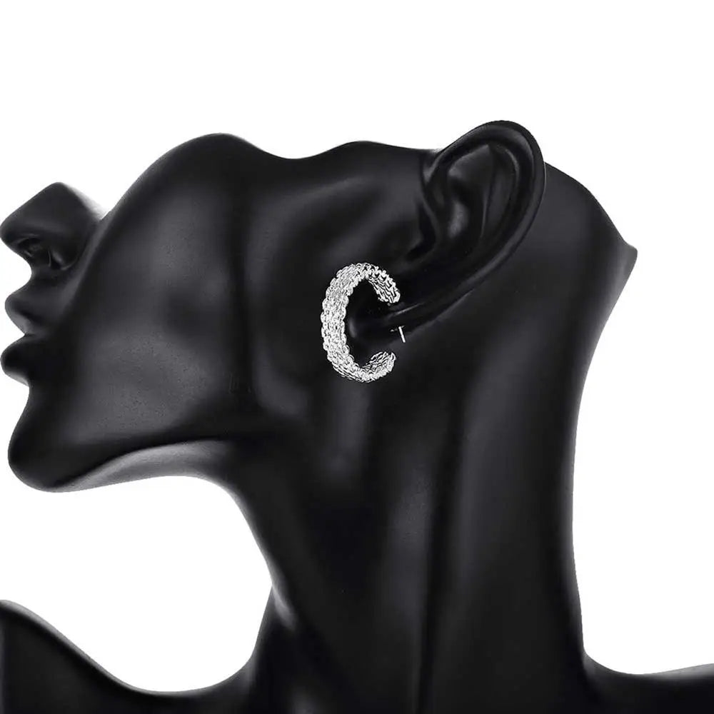 925 Sterling Silver Stud Earrings Lightweight All Match - Smarsty