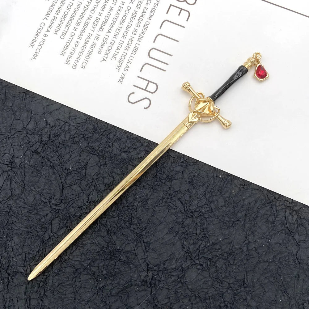 Chinese Style Sword Hairpin for Women with Ruby Accent - Smarsty