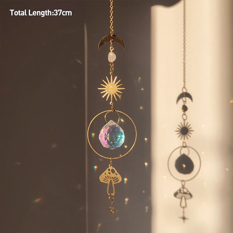 Golden Butterfly Crystal Pendant Suncatcher Wind Chimes - Smarsty