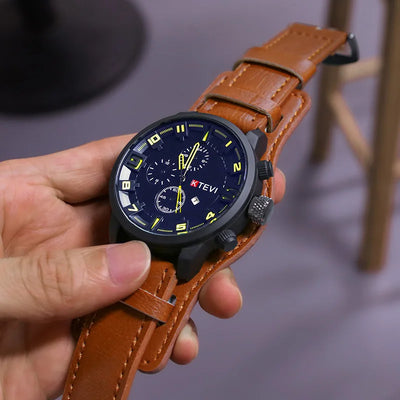 Retro Men's Luxury Quartz Watch with Leather Strap - Smarsty